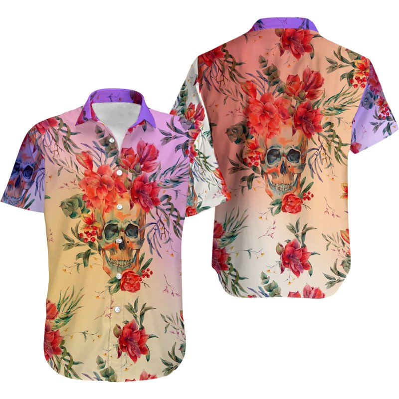 Summer Tropical Skulls Hawaiian Shirt Aloha Shirt — Chemises décontractées pour hommes