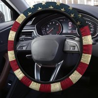Vintage American Flag Print Steering Wheel Cover — Couvre Volant