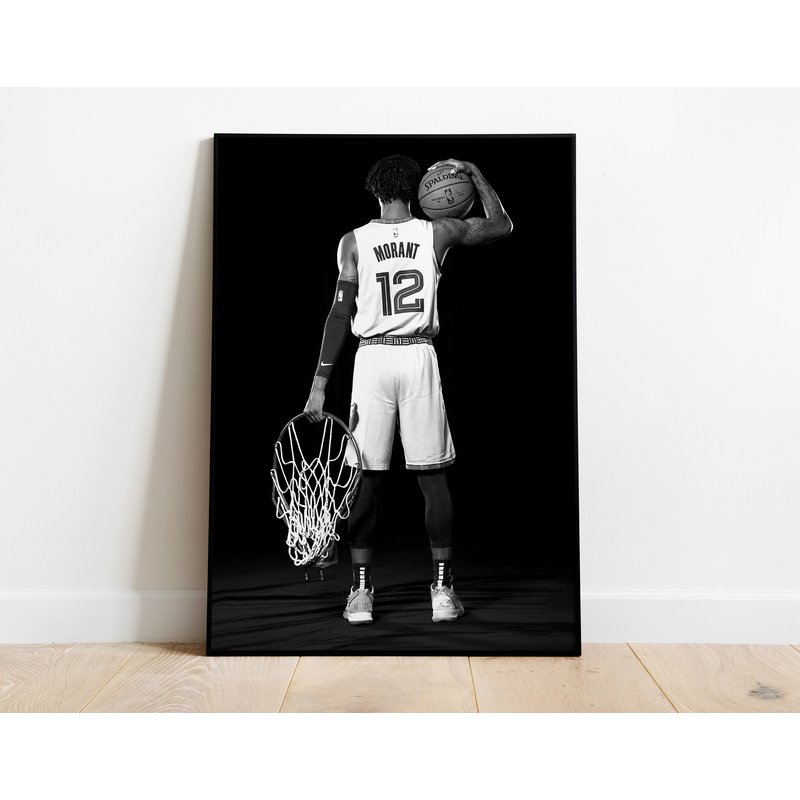 Ja Morant Poster, Black And White, Basketball Wall Art, Ja Morant Print, Sports Decor