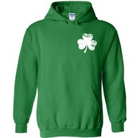 Distressed Shamrock St. Patrick's Day Hoodie Green White Pullover