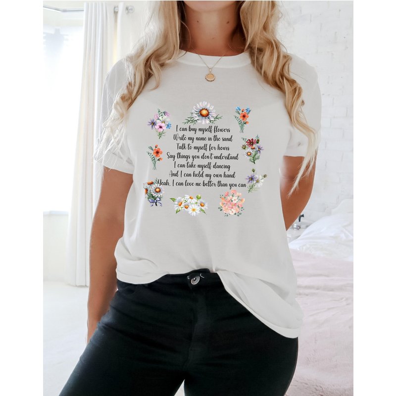 Miley Cyrus Flowers Lyrics Graphic T Shirt — T-shirts pour hommes