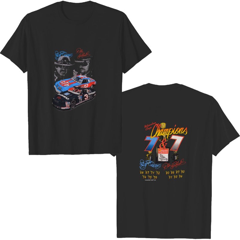 Vintage 1990s Dale Earnhardt And Richard Petty 7 Time Champions — T-shirts pour hommes