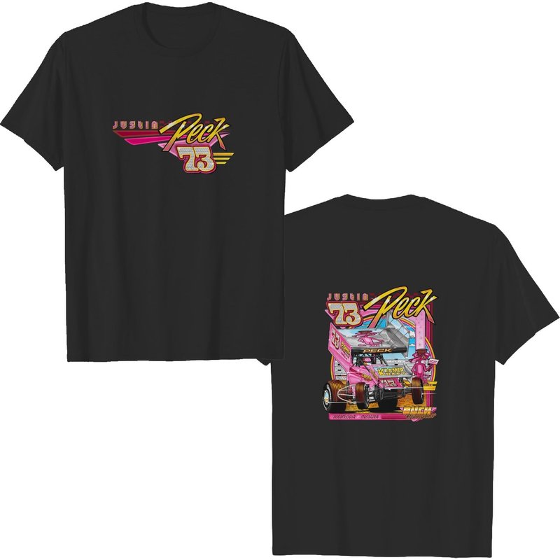 Vintage Y2k 2000s Justin Peck Kramer Williamson Sprint Car Dirt Track Racing Black Graphic T-shirt — T-shirts pour hommes