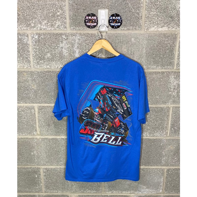 Y2k 2010s Christopher Bell Sprint Car Dirt Track Racing Blue Graphic T-shirt — T-shirts pour hommes