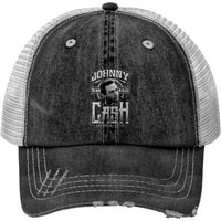 Johnny Cash The Man In Black Print Trucker Hat