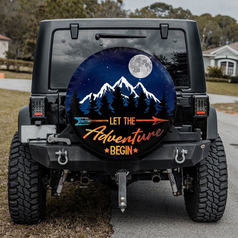Mountain Camper Truck - Let The Adventure Begin, Camping Spare Tire Cover — Accessoires pour camions