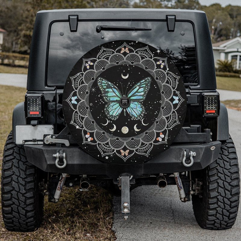Mandala Butterfly Camper Truck, Gift For Truck Lover Spare Tire Cover — Truck Accessories