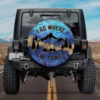 I Go Where I'm Towed Spare Tire Cover, Nature Mountain Spare Tire Cover