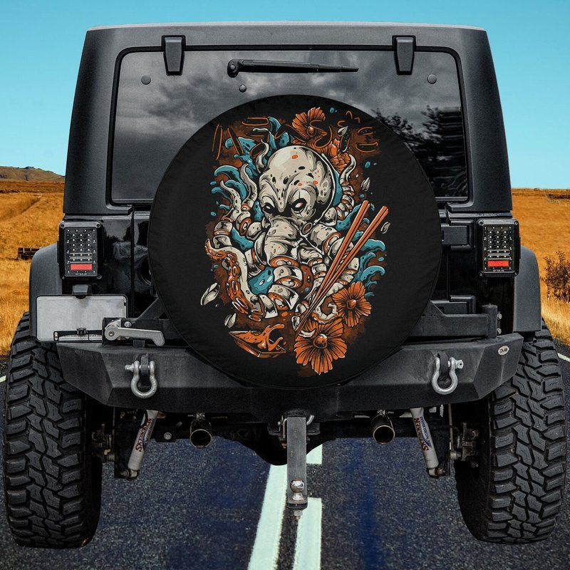 Japanese Octopus Eating Ramen Spare Tire Cover — Truck Accessories
