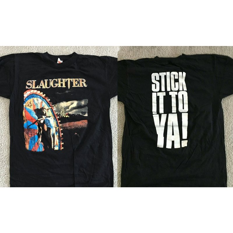 Vintage Slaughter - Stick It To Ya - 1990 Tour Concert T-shirt, 90s Slaughter Band Tour T-shirt — T-shirts pour hommes
