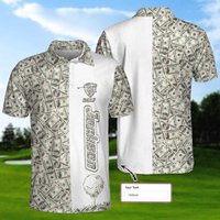 Us Dollar Golf Polo Shirt For Golfer - Dollar Bill Pattern Funny Shirt For Men — Mens Casual Shirts