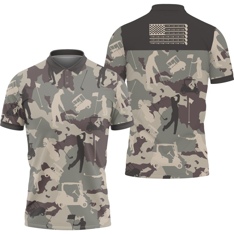 Military Camouflage Golf Polo Shirt — Chemises décontractées pour hommes