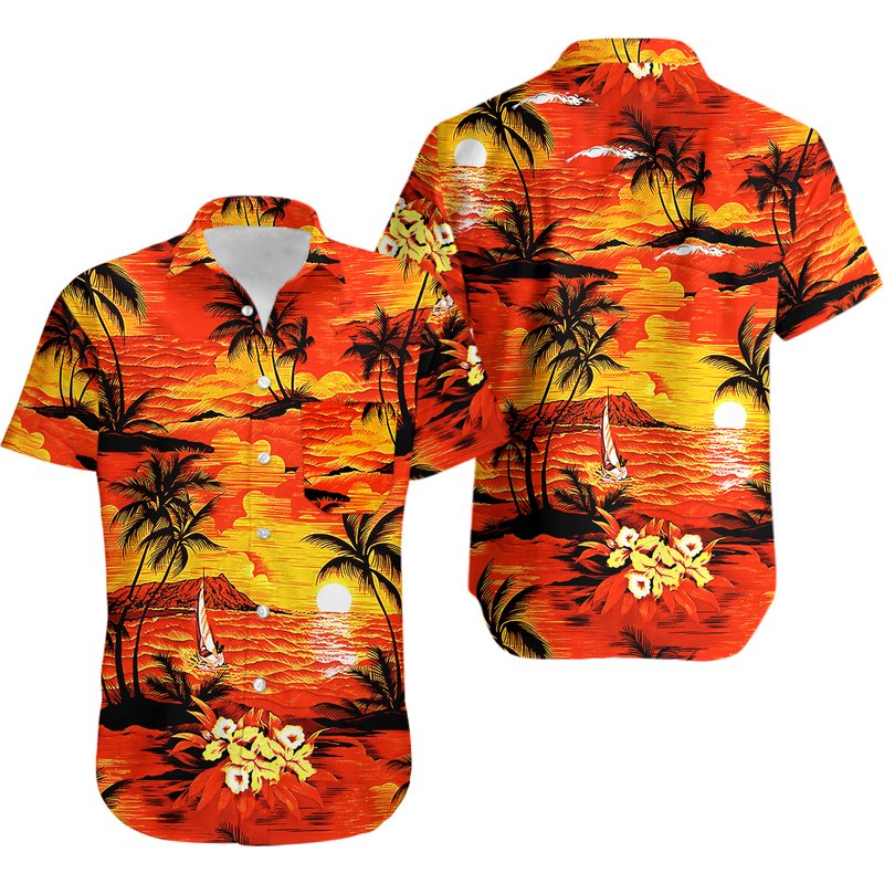 Sunshine Parrots Hawaiian Shirt,flowers Hawaiian Shirt — Chemises décontractées pour hommes