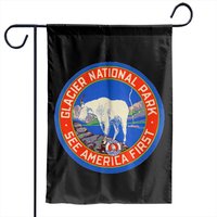 Vintage Glacier National Park Logo - Glacier National Park - Garden Flags — Decorative Flags