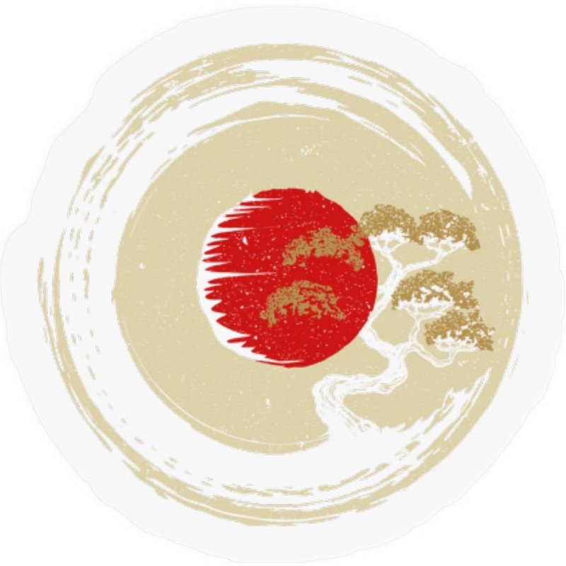 Bonsai Tree In Japanese Zen Buddhist Enso Circle Stickers — Autocollants et stickers