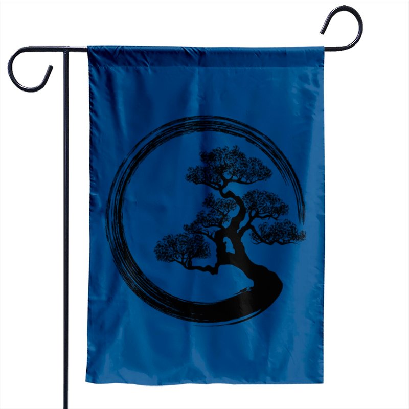 Enso Zen Circle And Bonsai Tree Garden Flags — Drapeaux décoratifs