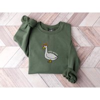 Embroidered Silly Goose Sweatshirt, Embroidered Cowboy Hat Crewneck Sweatshirt — Sweats à capuche pour hommes