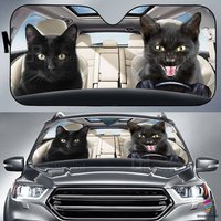 Funny Black Cat Couple Sun Shade Car Window Shades Sun Shades Cm Cat Lover Gift — Car Sun Shade