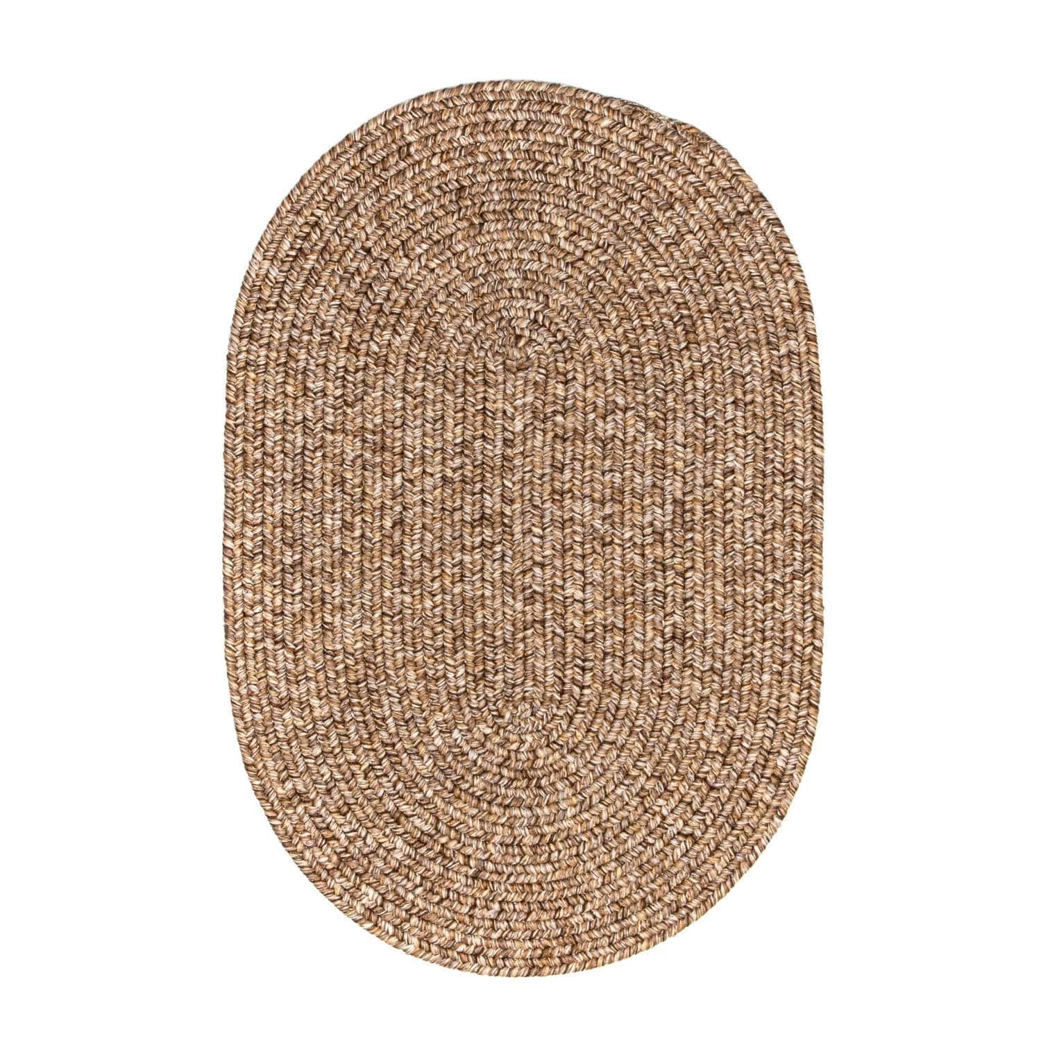 Rhody Rugs Tapis de ferme tressé lavable marron ovale 50,8 x 76,2 cm