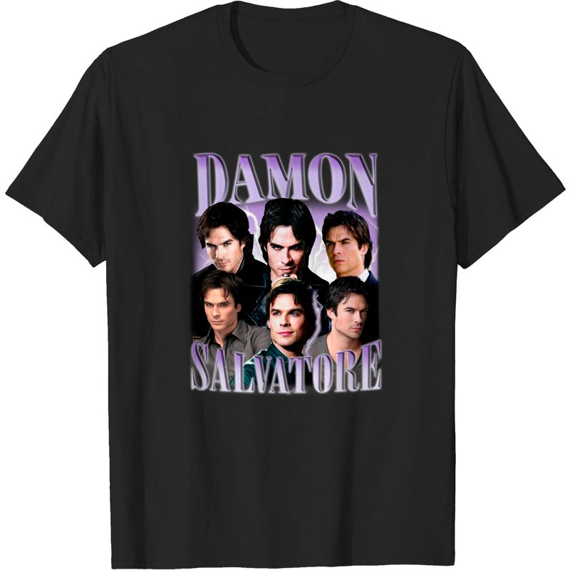 Limited Damon Salvatore Shirt Vintage Team Damon T-shirt Vintage 90s Grapic Tee — Mens T Shirts