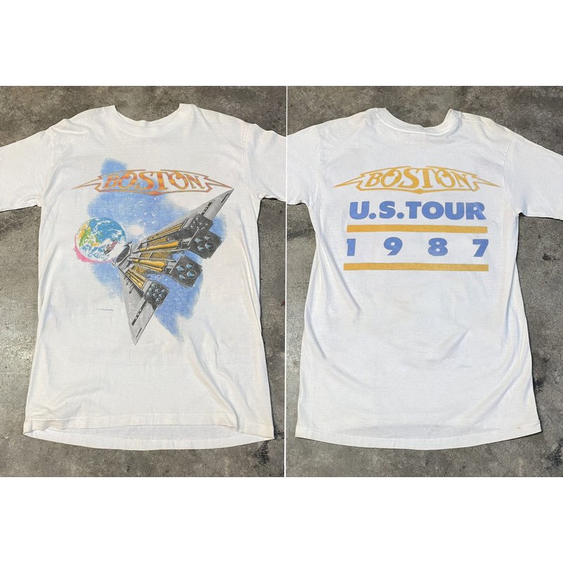 Boston World Tour Concert 1987 T-shirt, Boston Rock Band Tour — Mens T Shirts