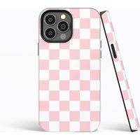 Pink White Checkered Iphone Case