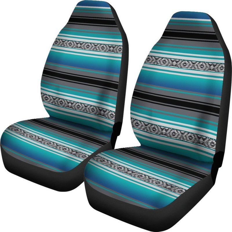 Car Seat Covers Mexican Blanket Turquoise Gray Black Pattern Car Accessory — Housses de siège de voiture