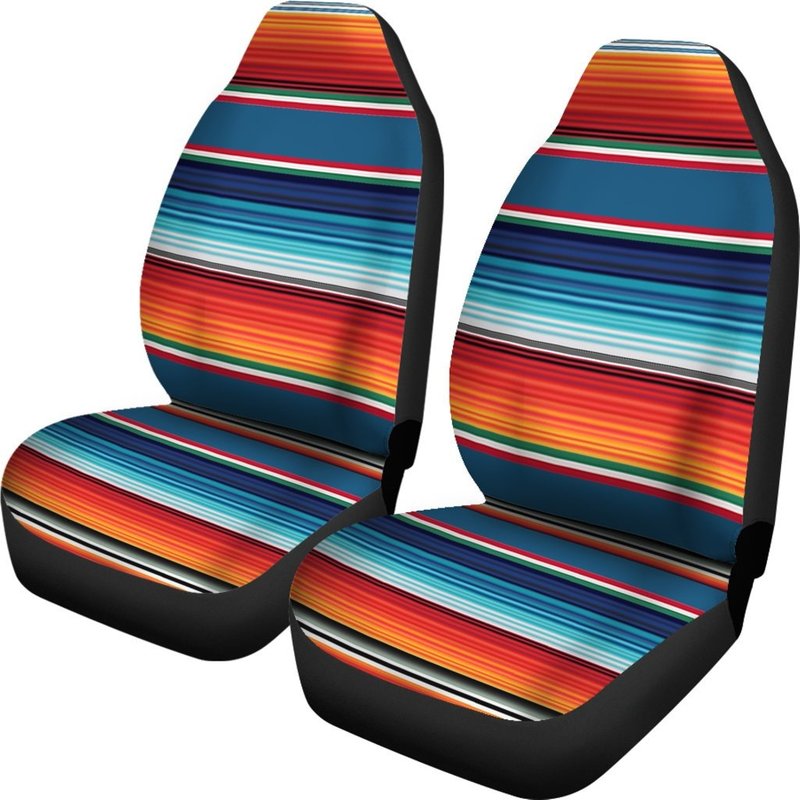 Side Airbag Compatible Serape Blue Orange Seat Covers — Car Seat Protectors