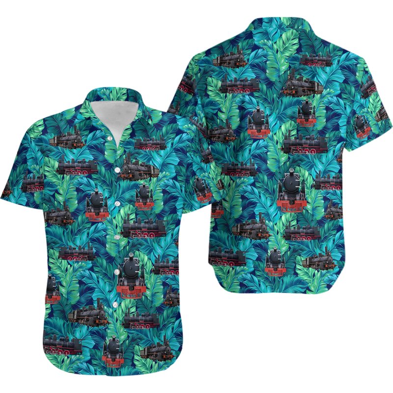 Railroader Train Hawaiian Shirt — Mens Casual Shirts
