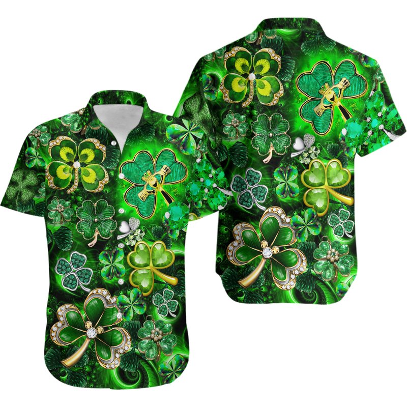 Unisex Happy St.patricks Day Clover Leaf Hawaiian Shirt — Chemises décontractées pour hommes