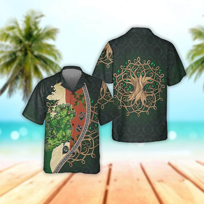 Unisex Ireland Map Happy Saint Patricks Day Hawaiian Shirt — Chemises décontractées pour hommes