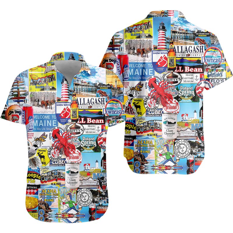 I Love Maine Summer 3d Hawaii Shirt — Chemises décontractées pour hommes
