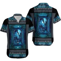 Dragon Blue Viking Pattern Hawaiian Shirt