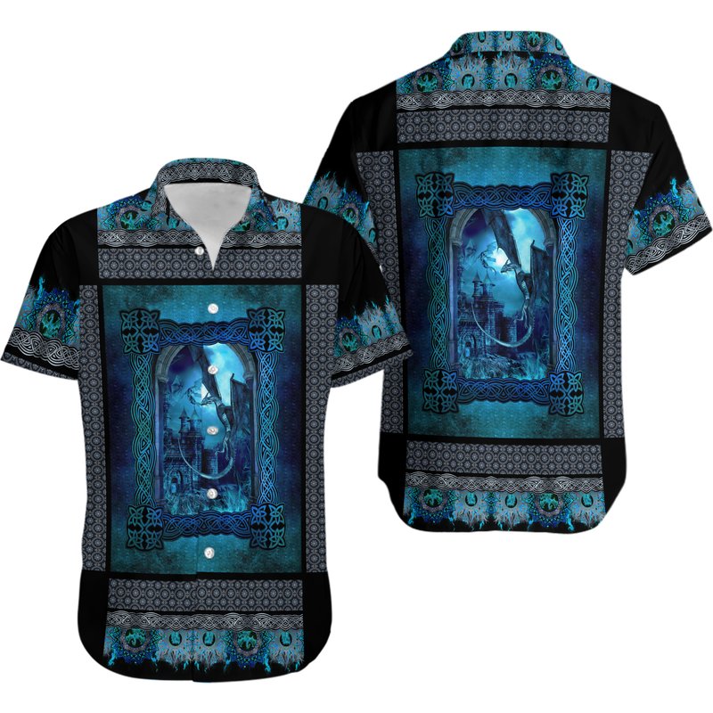Dragon Blue Viking Pattern Hawaiian Shirt — Chemises décontractées pour hommes