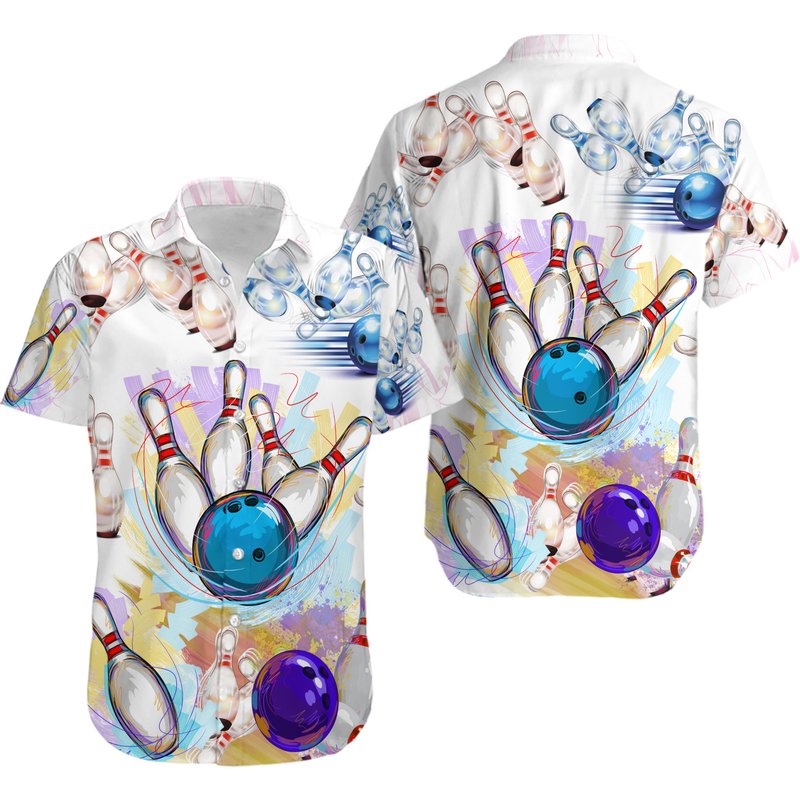 Bowling Art Color Style Hawaiian Shirt — Chemises décontractées pour hommes