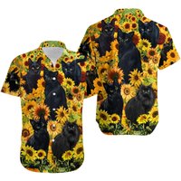 Black Cat Love Sunflower Hawaiian Shirt