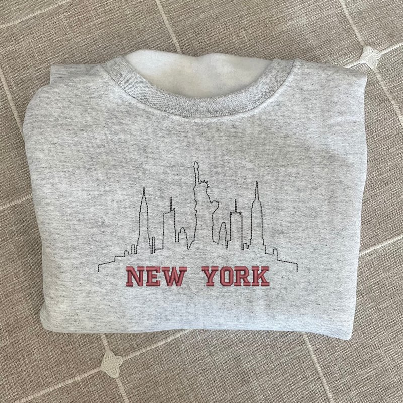 New York Embroidered Sweatshirt - Custom City Crewneck Embroidered — Sweats à capuche pour hommes