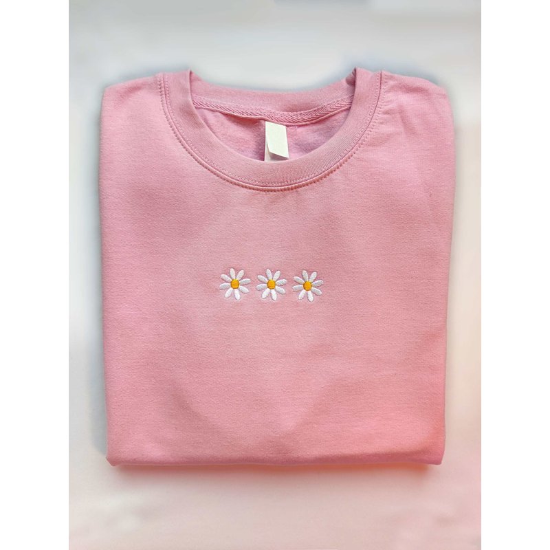 Summer Crewneck, Daisy Sweatshirt, Flower Crewneck, Embroidered Crewneck — Sweats à capuche pour hommes