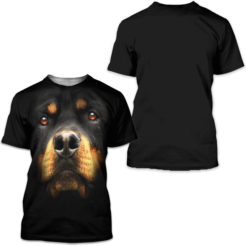 Rottweiler Huge Face Animal Face T-shirt — Mens T Shirts
