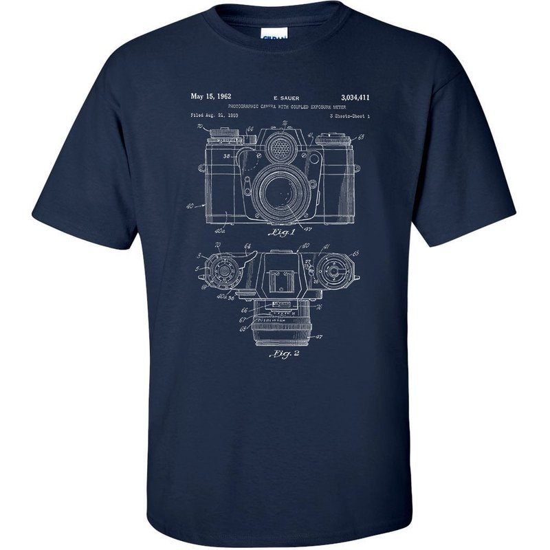 Camera Patent Blueprint Photography T-shirt — T-shirts pour hommes