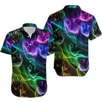 Cat Awesome Flash Neon Style Hawaiian Shirt