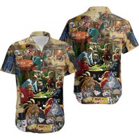 Cat Play Card Games Hawaiian Shirt