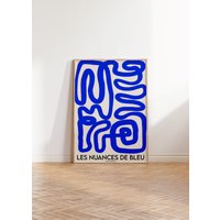 Blue Bauhaus Wall Art, Abstract Blue Poster, Graphic Design Exhibition Poster — Posters & Prints