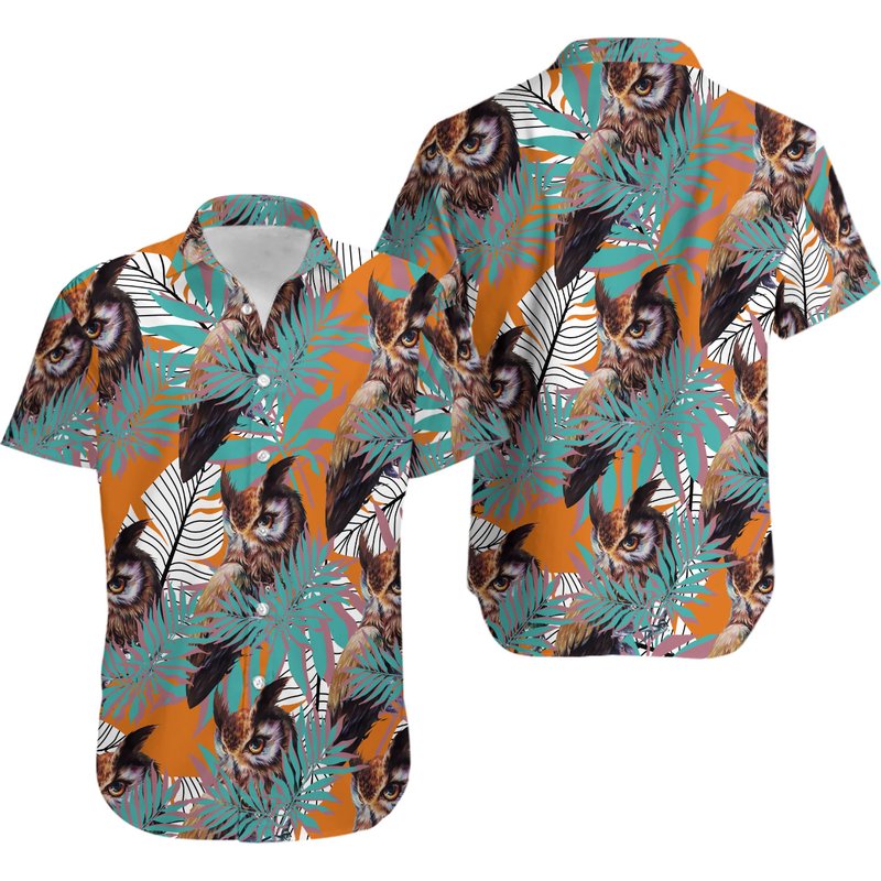 Unisex Owl Hawaiian Shirt, Aloha Hawaiian Shirts — Chemises décontractées pour hommes