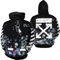 Black Striped Arrowed Graffiti Hoodie — Sweats à capuche pour hommes