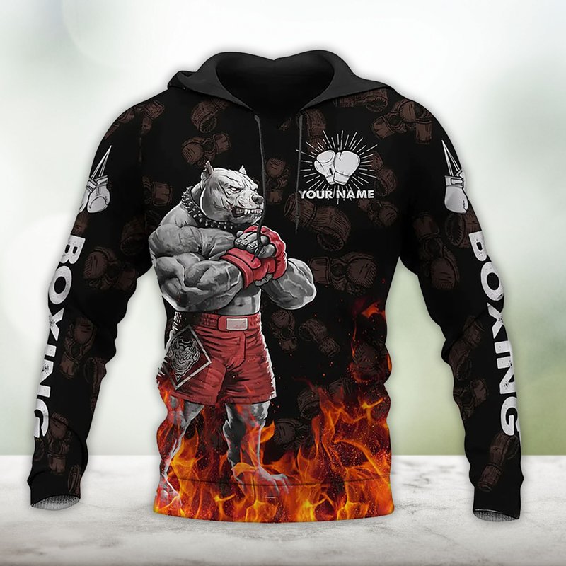 Pitbull Boxing 3d All Over Printed Hoodie Gift For Friends, Dog Lovers — Sweats à capuche pour hommes