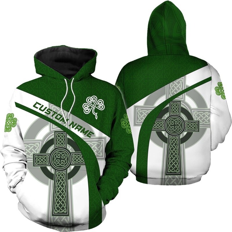 Personalized Irish Celtic Knot Cross 3d Design Print Hoodie — Sweats à capuche pour hommes