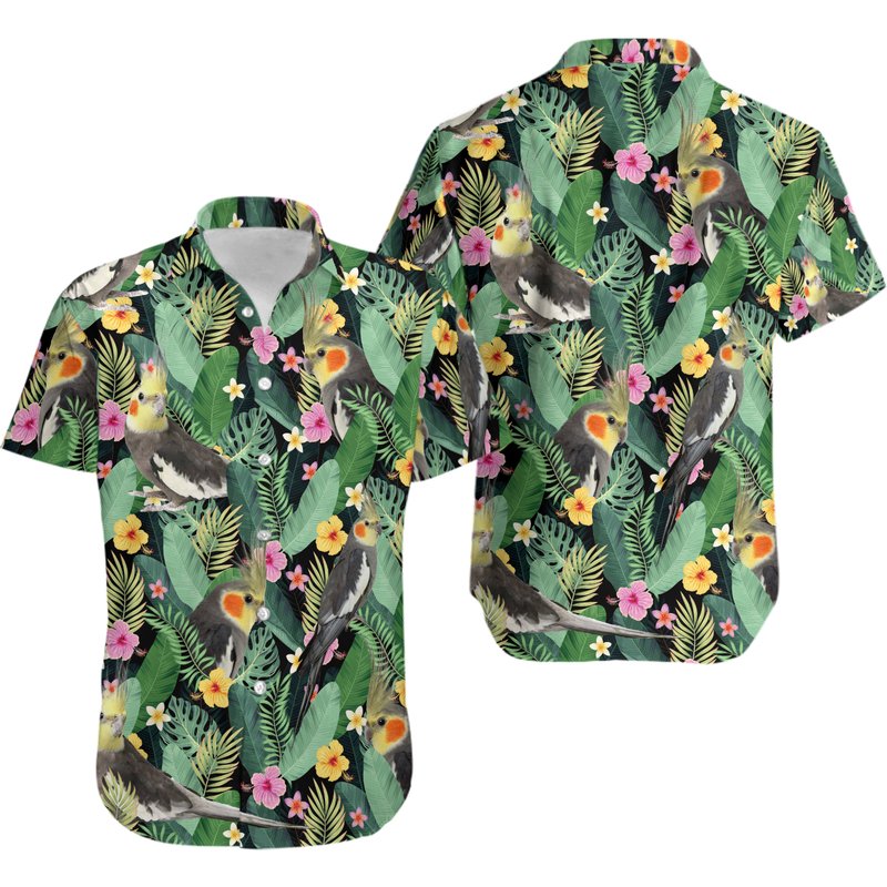 Funny Cockatiel Summer Hawaiian Shirt — Chemises décontractées pour hommes