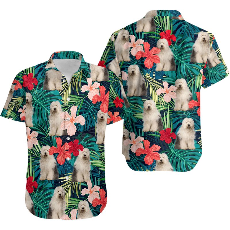 Love Old English Sheepdog Hawaiian Shirt — Chemises décontractées pour hommes