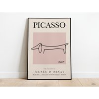 Picasso Dog Exhibition Vintage Line Art Poster — Posters & Prints